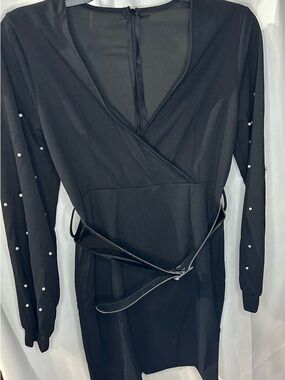 Black Long Sleeve with “Pearls” on Sleeve Size L